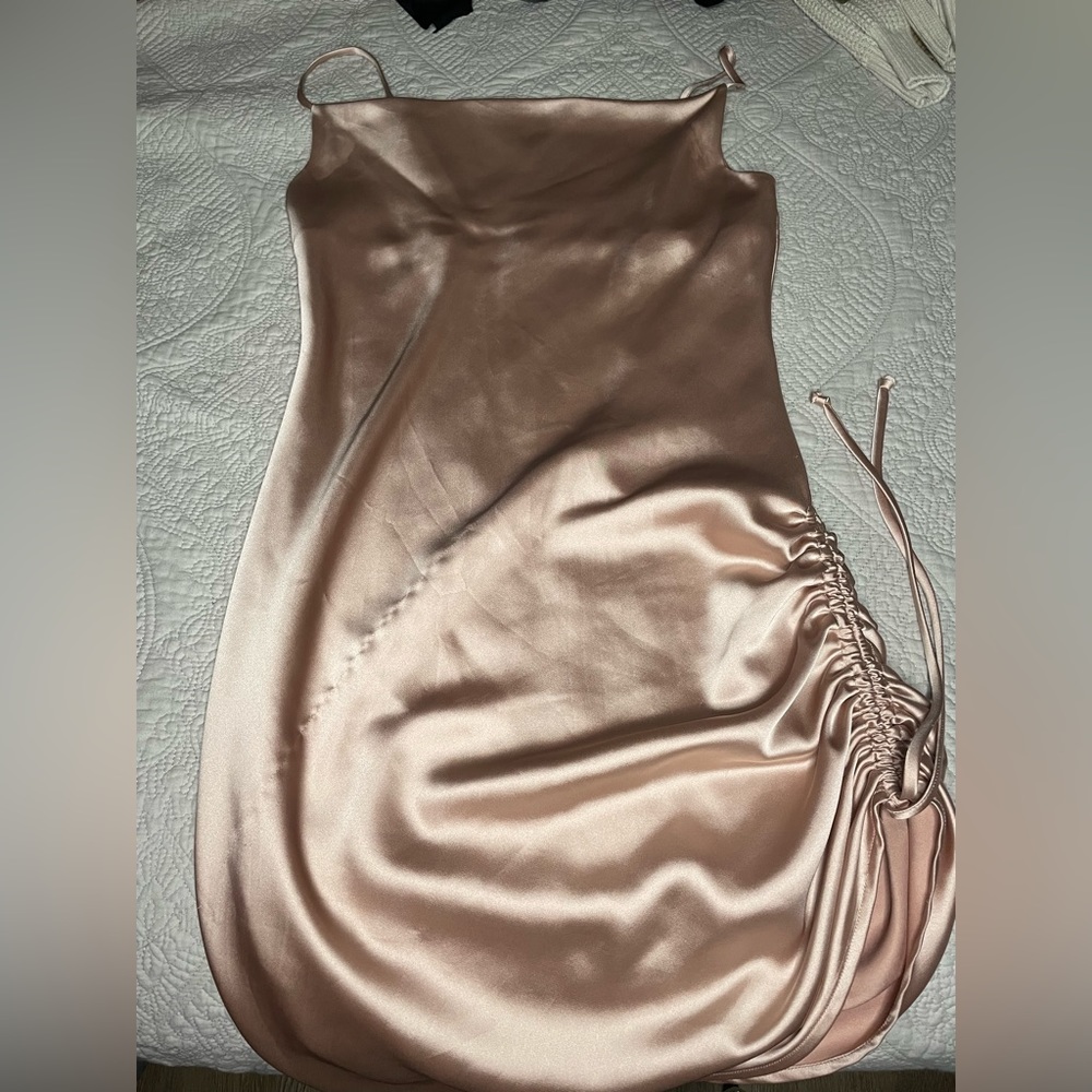 Rose gold silk dress